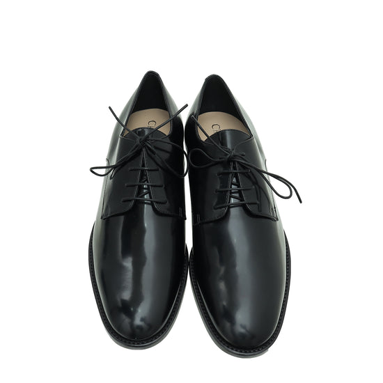 Christian Dior Black Polished Derby Shoes 38.5