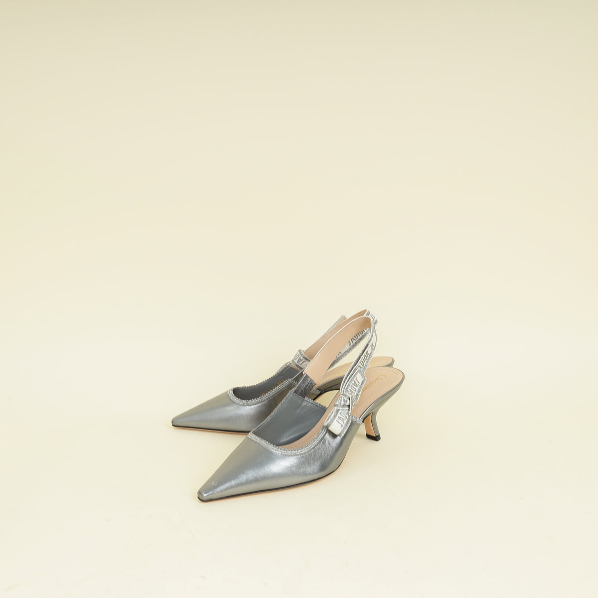 Christian Dior Metallic Silver J'adior Slingback Pump 38.5