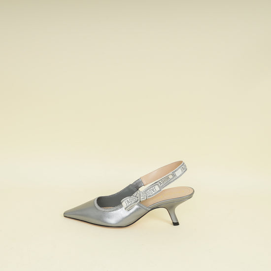 Christian Dior Metallic Silver J'adior Slingback Pump 38.5