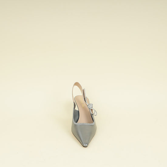 Christian Dior Metallic Silver J'adior Slingback Pump 38.5