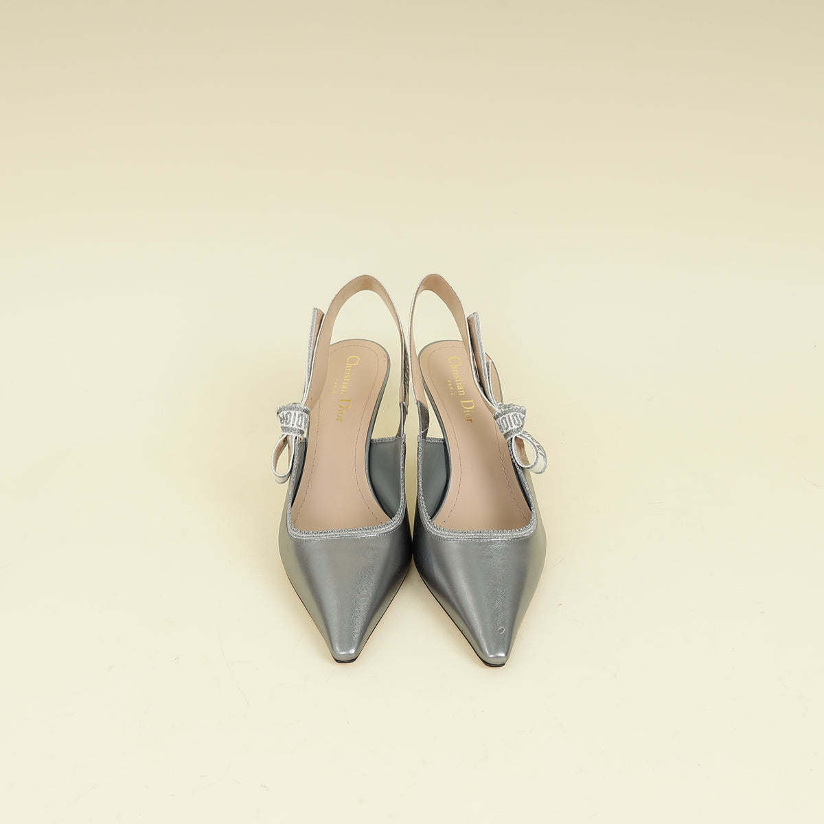 Christian Dior Metallic Silver J'adior Slingback Pump 38.5