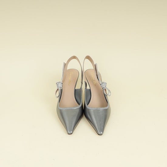 Christian Dior Metallic Silver J'adior Slingback Pump 38.5