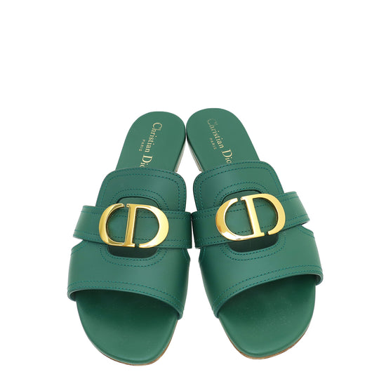 Christian Dior Leaf Green 30 Montaigne Flat Sandal 38.5