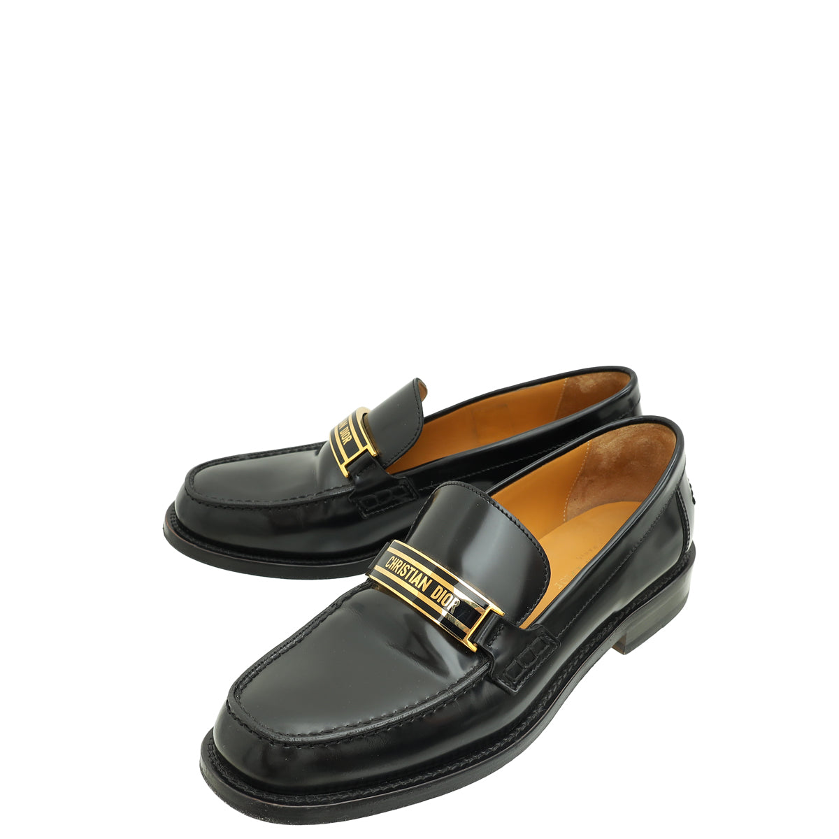 Christian Dior Black Brushed Code Loafers 38