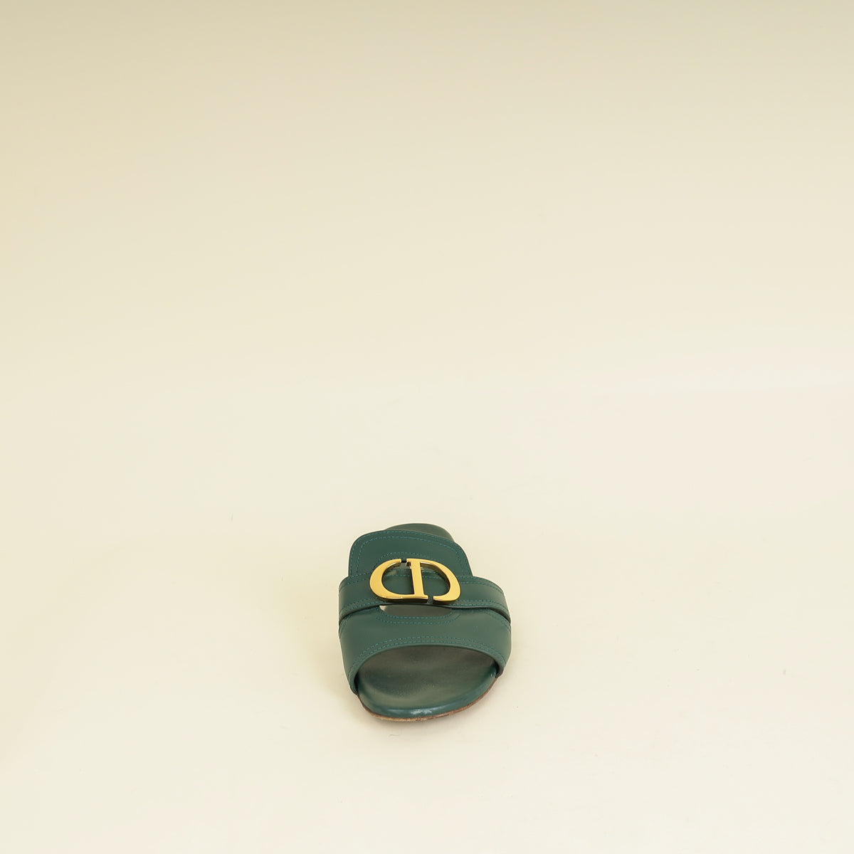 Christian Dior Leaf Green 30 Montaigne Flat Slides 38-Christian Dior-THE CLOSET