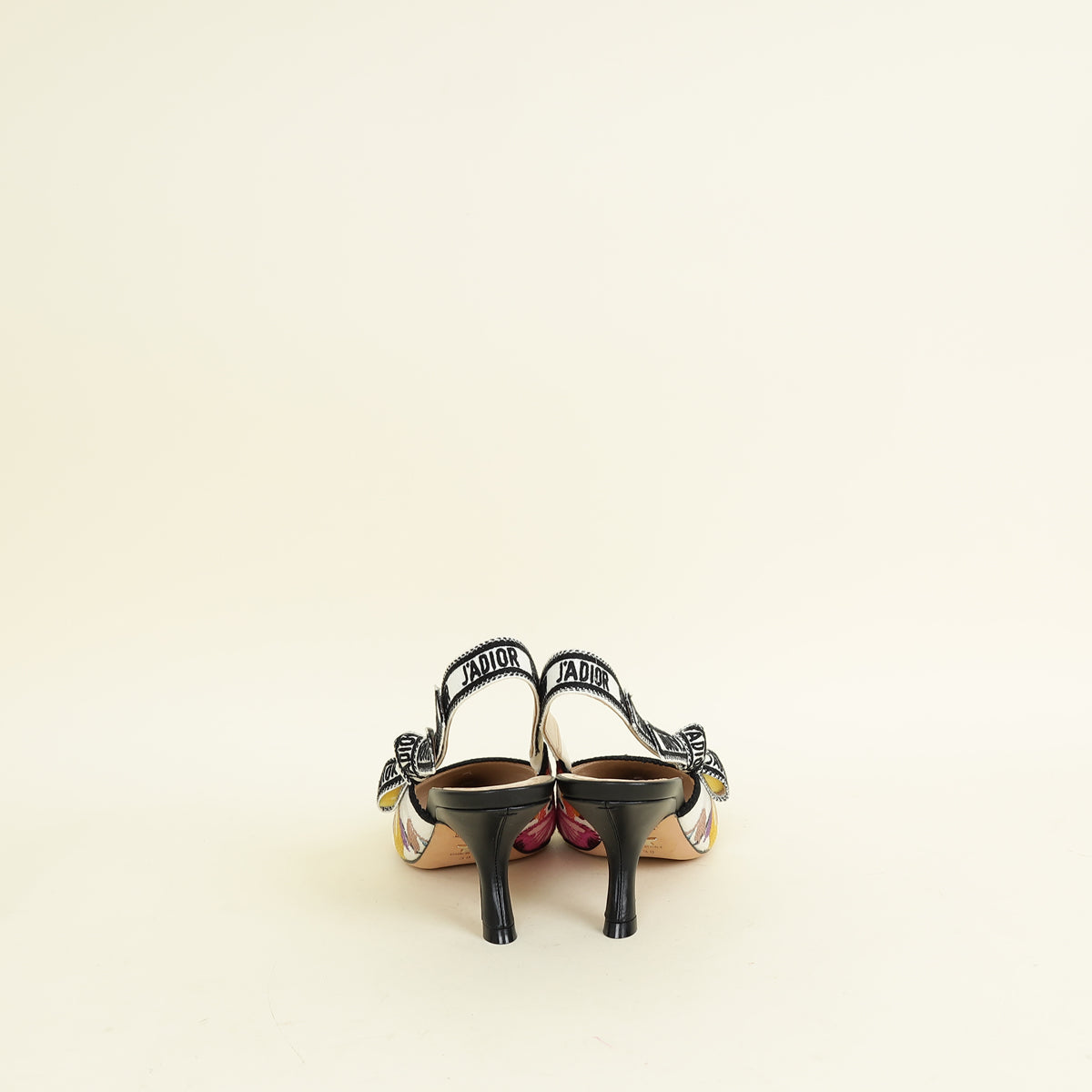 Christian Dior White Multicolor J'adior Butterfly Embroidered Slingback Pump 38