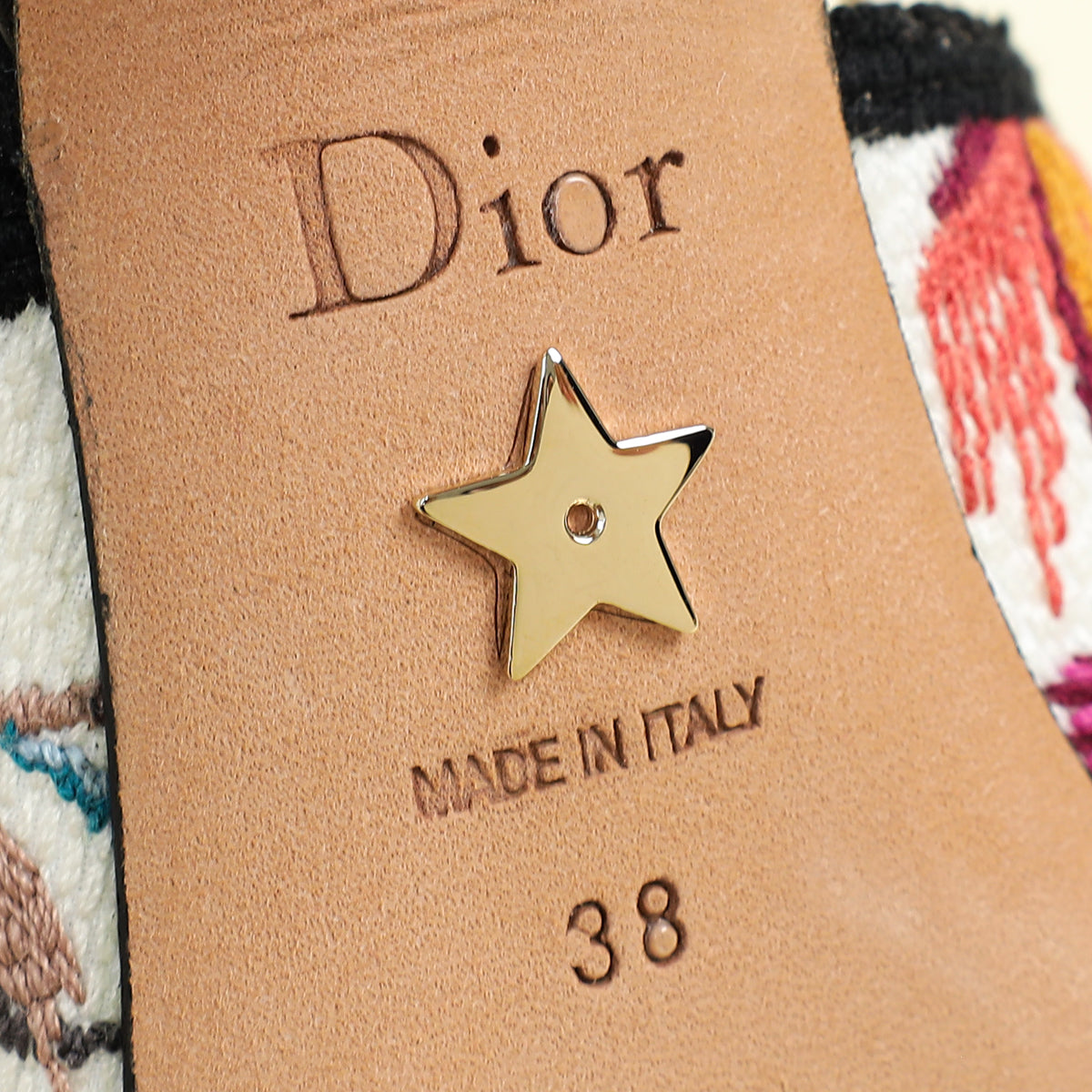 Christian Dior White Multicolor J'adior Butterfly Embroidered Slingback Pump 38