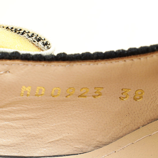 Christian Dior White Multicolor J'adior Butterfly Embroidered Slingback Pump 38