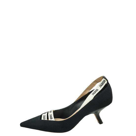 Christian Dior Black J'adior Ribbon Technical Fabric Pump 38