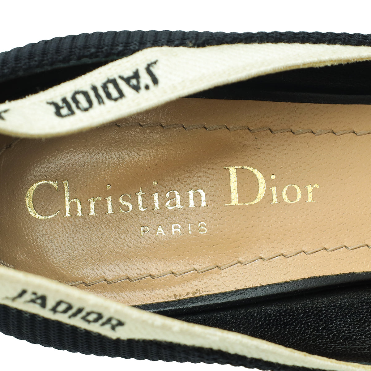 Christian Dior Black J'adior Ribbon Technical Fabric Pump 38