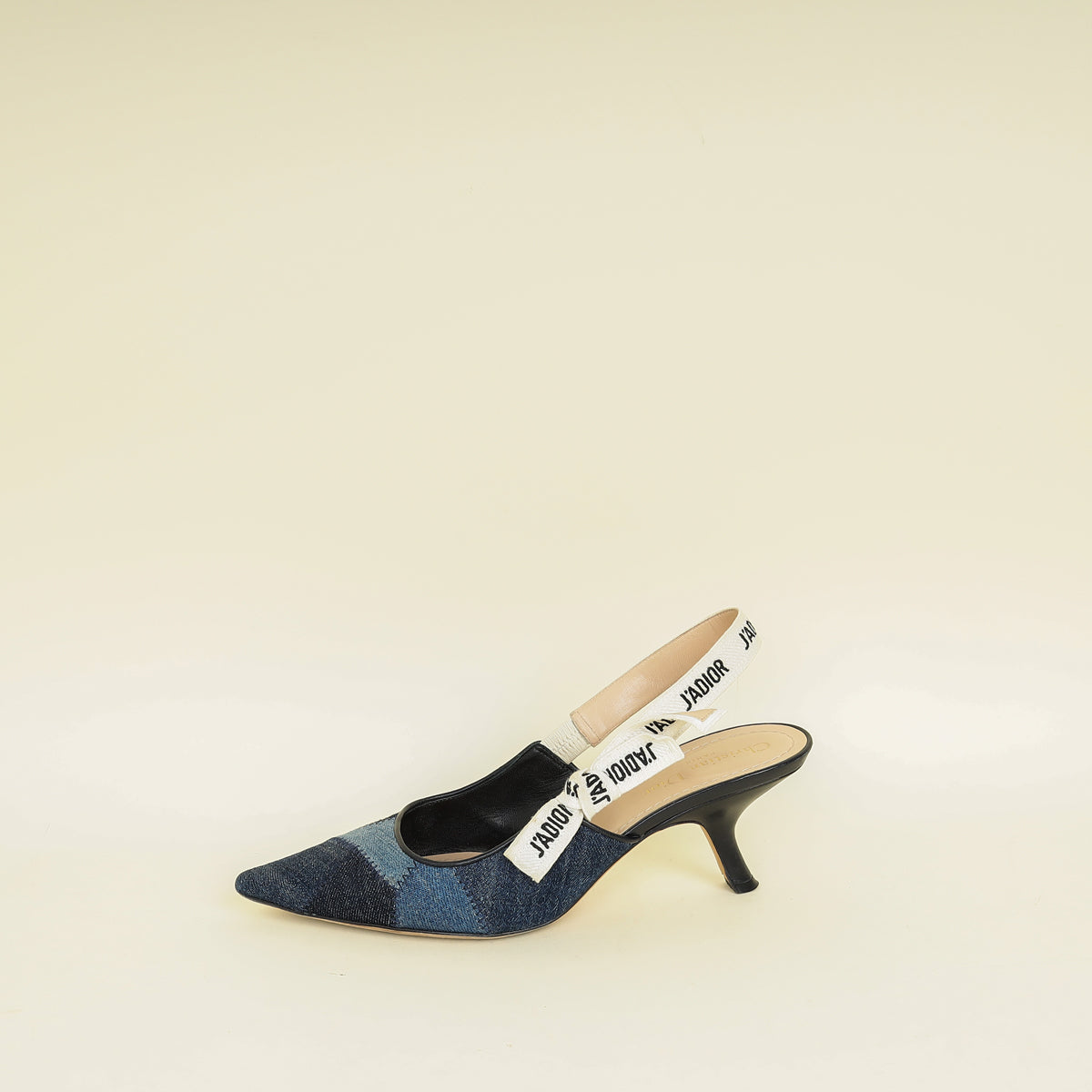 Christian Dior Blue J'adior Patchwork Denim Slingback Pump 39.5