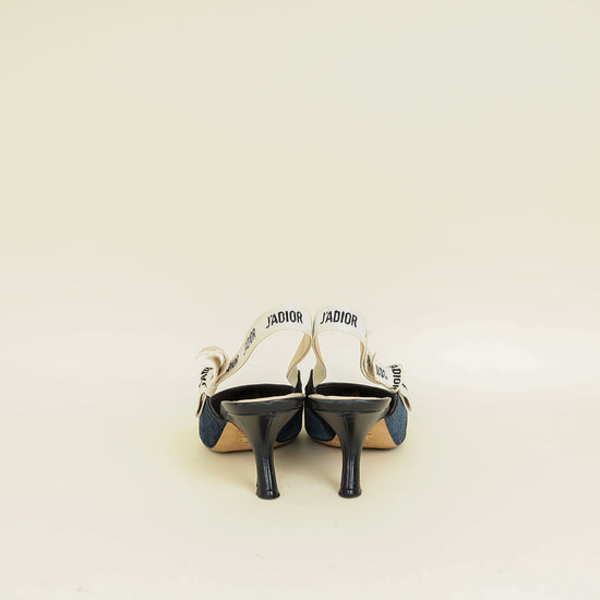 Christian Dior Blue J'adior Patchwork Denim Slingback Pump 39.5