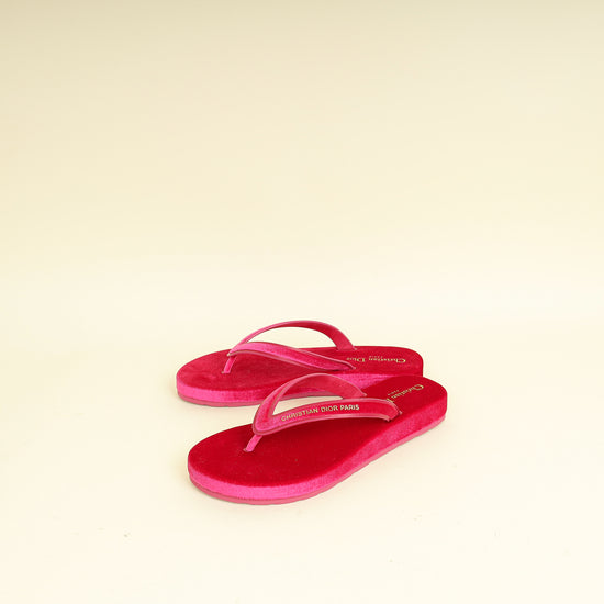 Christian Dior Rani Pink Velvet Diorsea Thong Sandal 39
