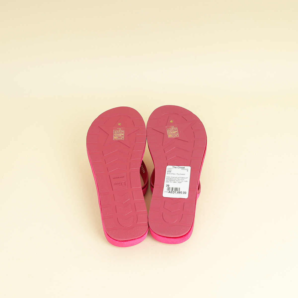 Christian Dior Rani Pink Velvet Diorsea Thong Sandal 39