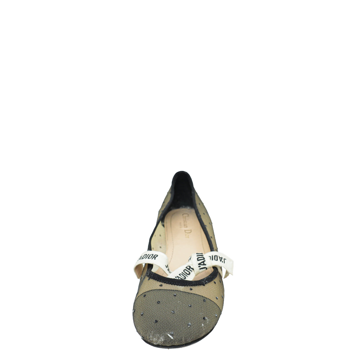 Christian Dior Black Miss J'adior Mesh Dot Flat Ballerina 40.5-Christian Dior-THE CLOSET