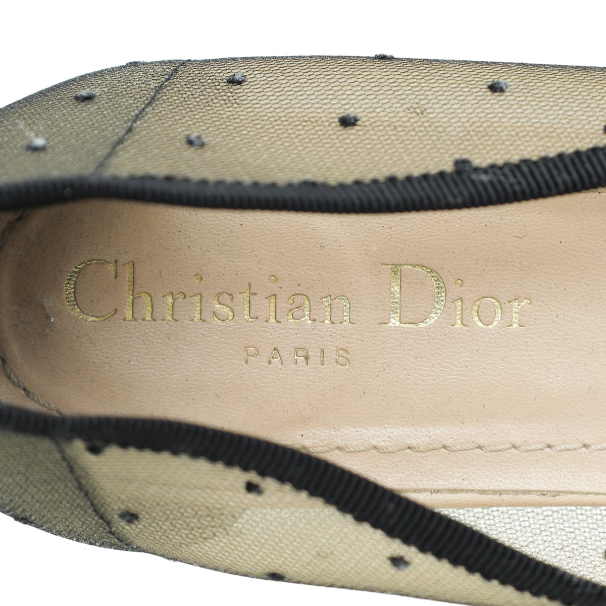 Christian Dior Black Miss J'adior Mesh Dot Flat Ballerina 40.5