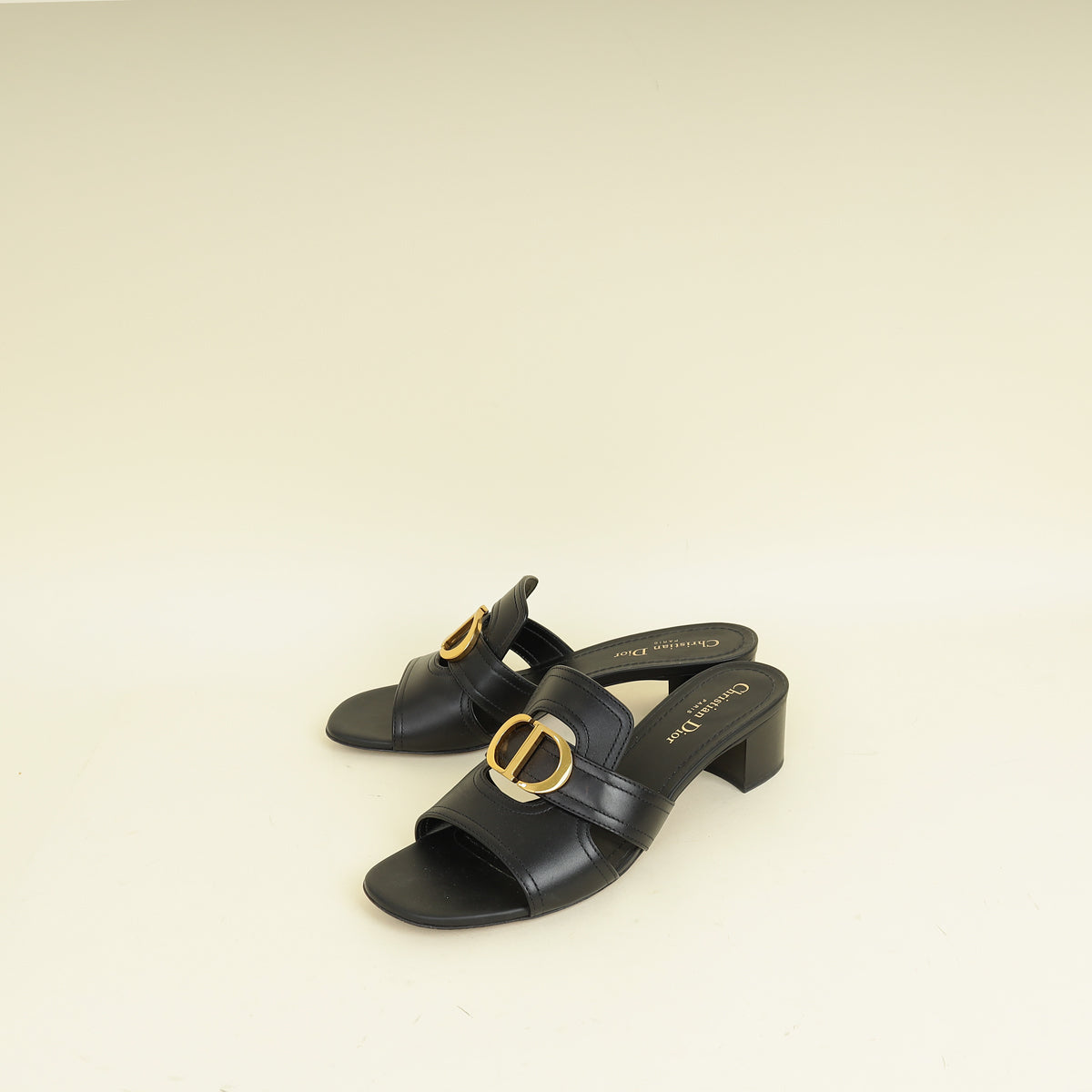 Christian Dior Black 30 Montaigne Heeled Slides 40