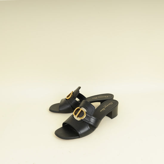 Christian Dior Black 30 Montaigne Heeled Slides 40