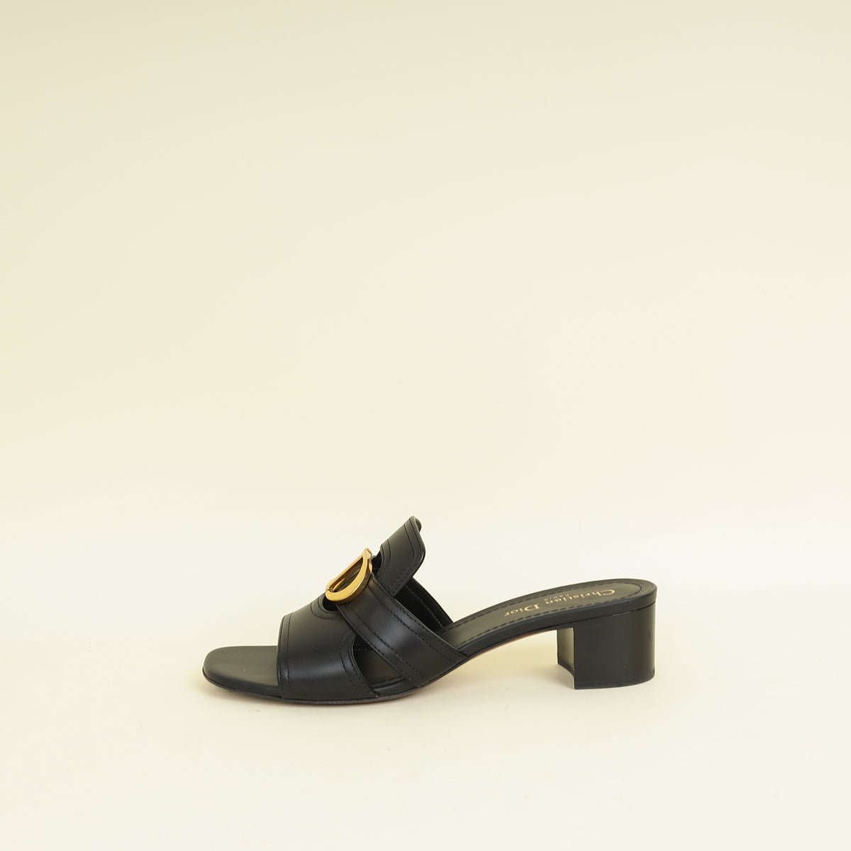 Christian Dior Black 30 Montaigne Heeled Slides 40