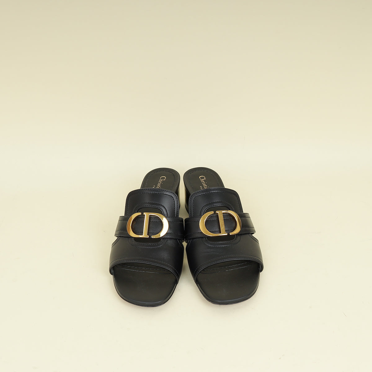 Christian Dior Black 30 Montaigne Heeled Slides 40