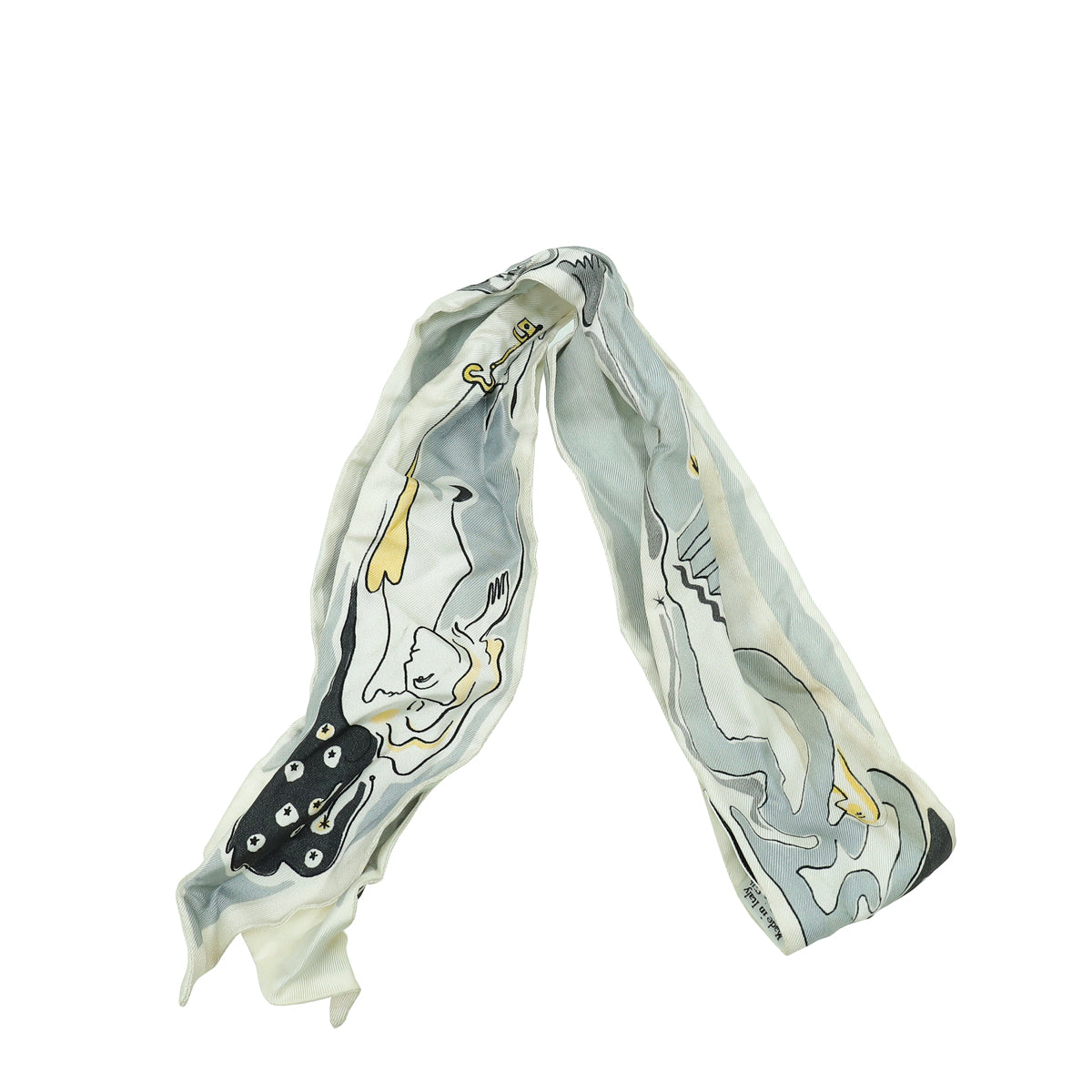 Christian Dior Grey Multicolor Abcdior Zodiac Mitzah L Scarf Twilly-Christian Dior-THE CLOSET