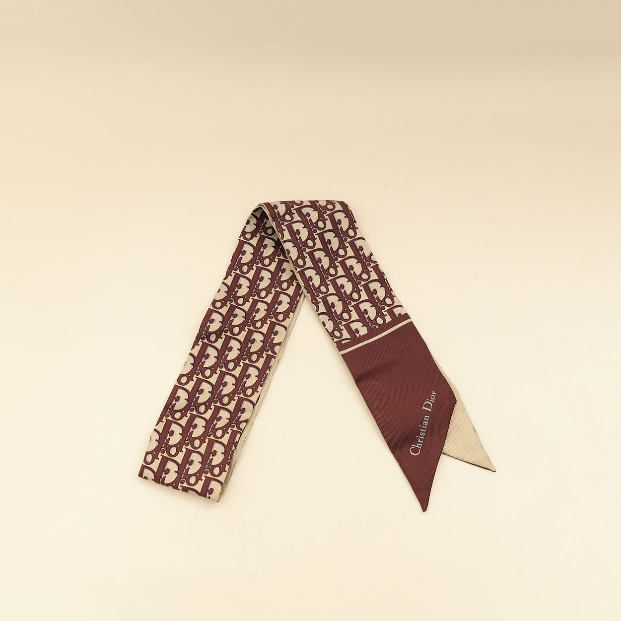 Christian Dior Bicolor Oblique Mitzah Silk Twilly-Christian Dior-THE CLOSET