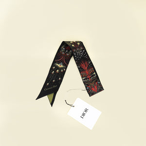Christian Dior Black Multicolor Mitzah Scarf Twilly