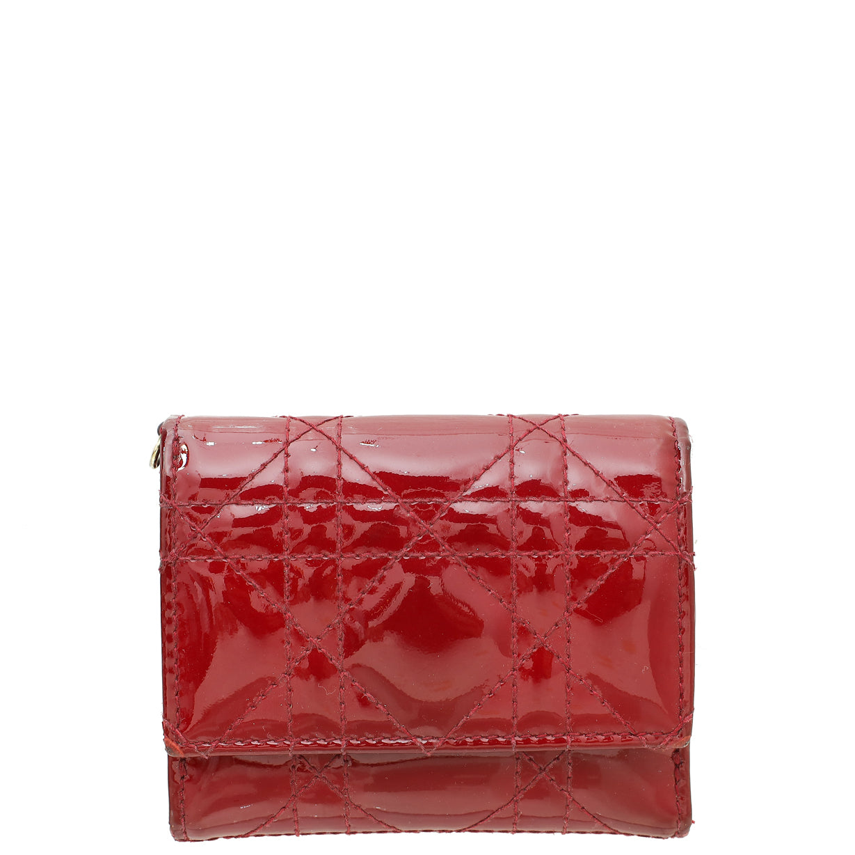 Christian Dior Red Cannage Lady Dior Trifold Compact Wallet