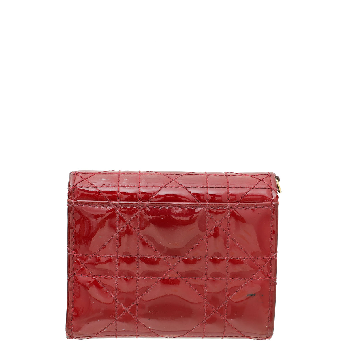 Christian Dior Red Cannage Lady Dior Trifold Compact Wallet