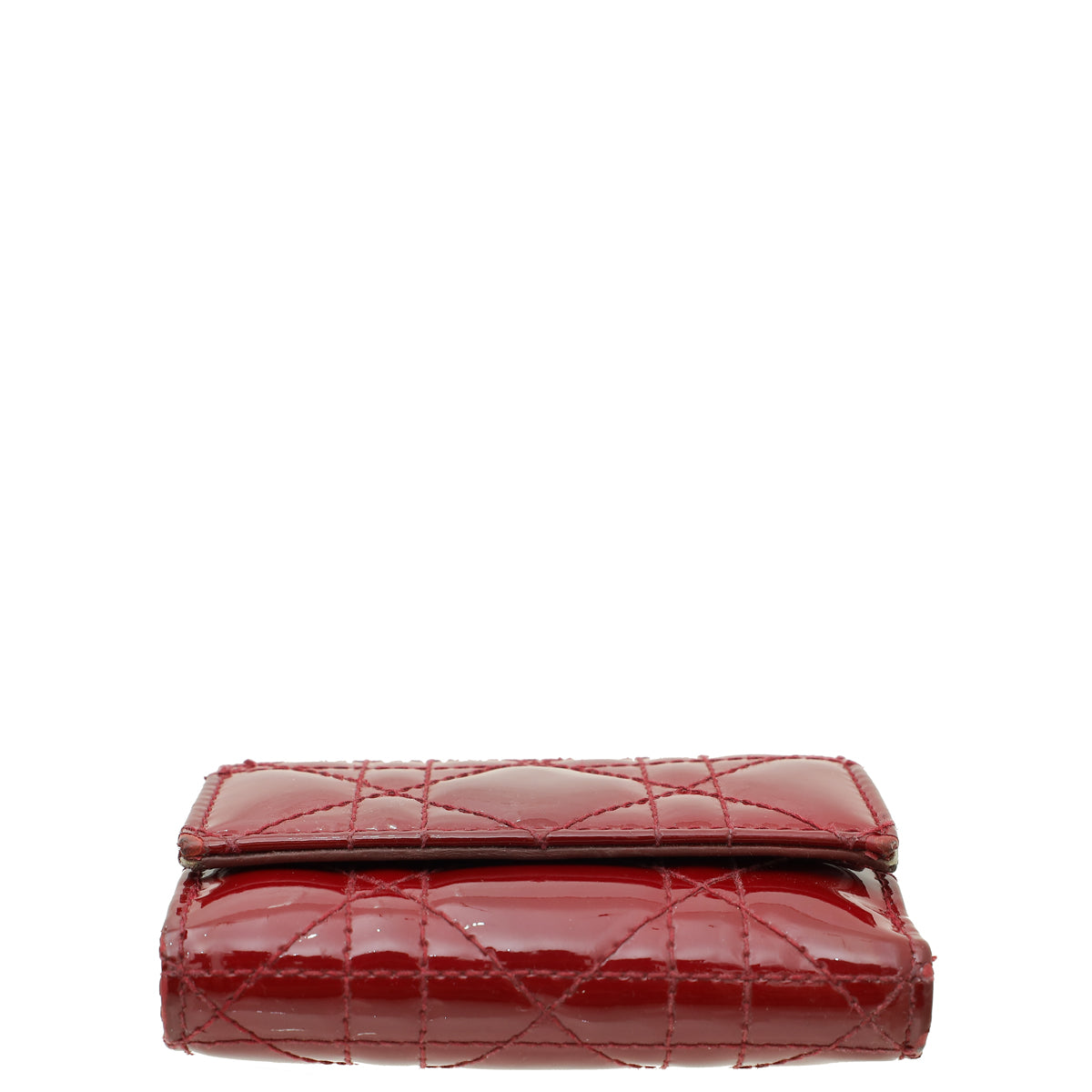 Christian Dior Red Cannage Lady Dior Trifold Compact Wallet