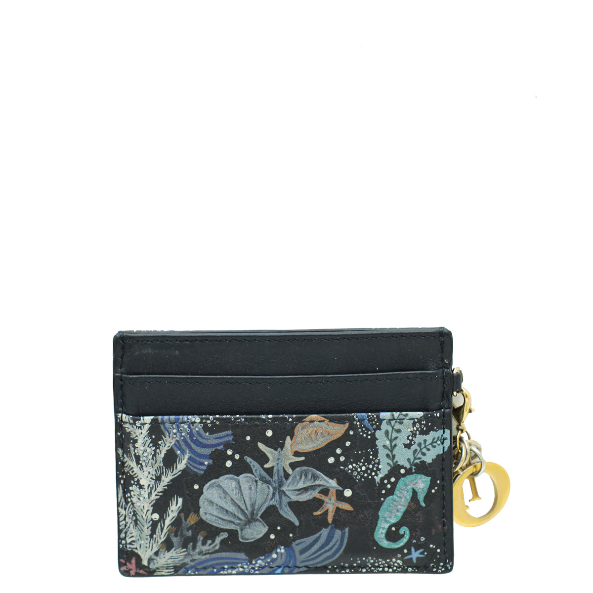 Christian Dior Indigo Black Multicolor Printed Nature Ballet Lady Dior Card Holder-Christian Dior-THE CLOSET