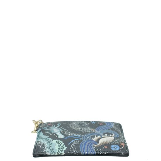 Christian Dior Indigo Black Multicolor Printed Nature Ballet Lady Dior Card Holder