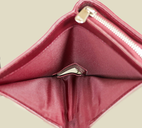 Christian Dior Burgundy Lady Dior Cannage Compact Eden Wallet