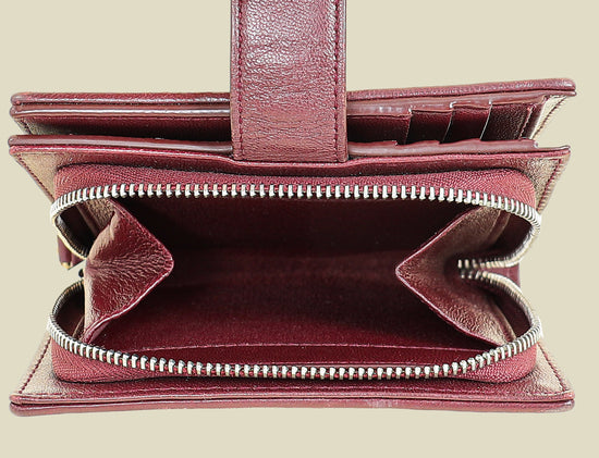Christian Dior Burgundy Lady Dior Cannage Compact Eden Wallet