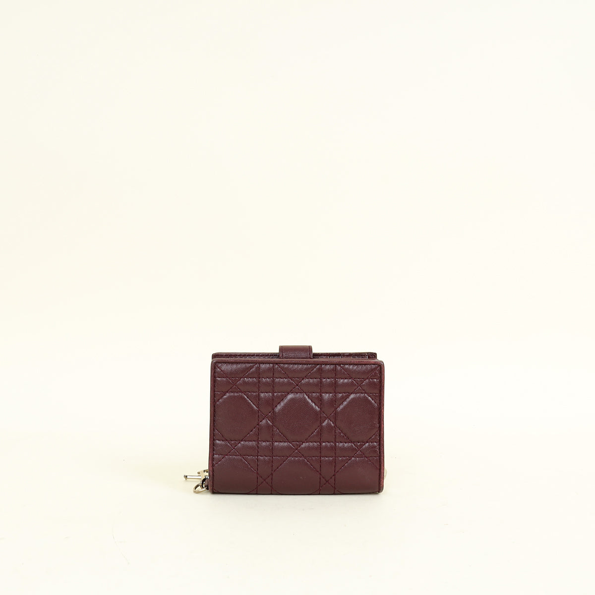 Christian Dior Burgundy Lady Dior Cannage Compact Eden Wallet