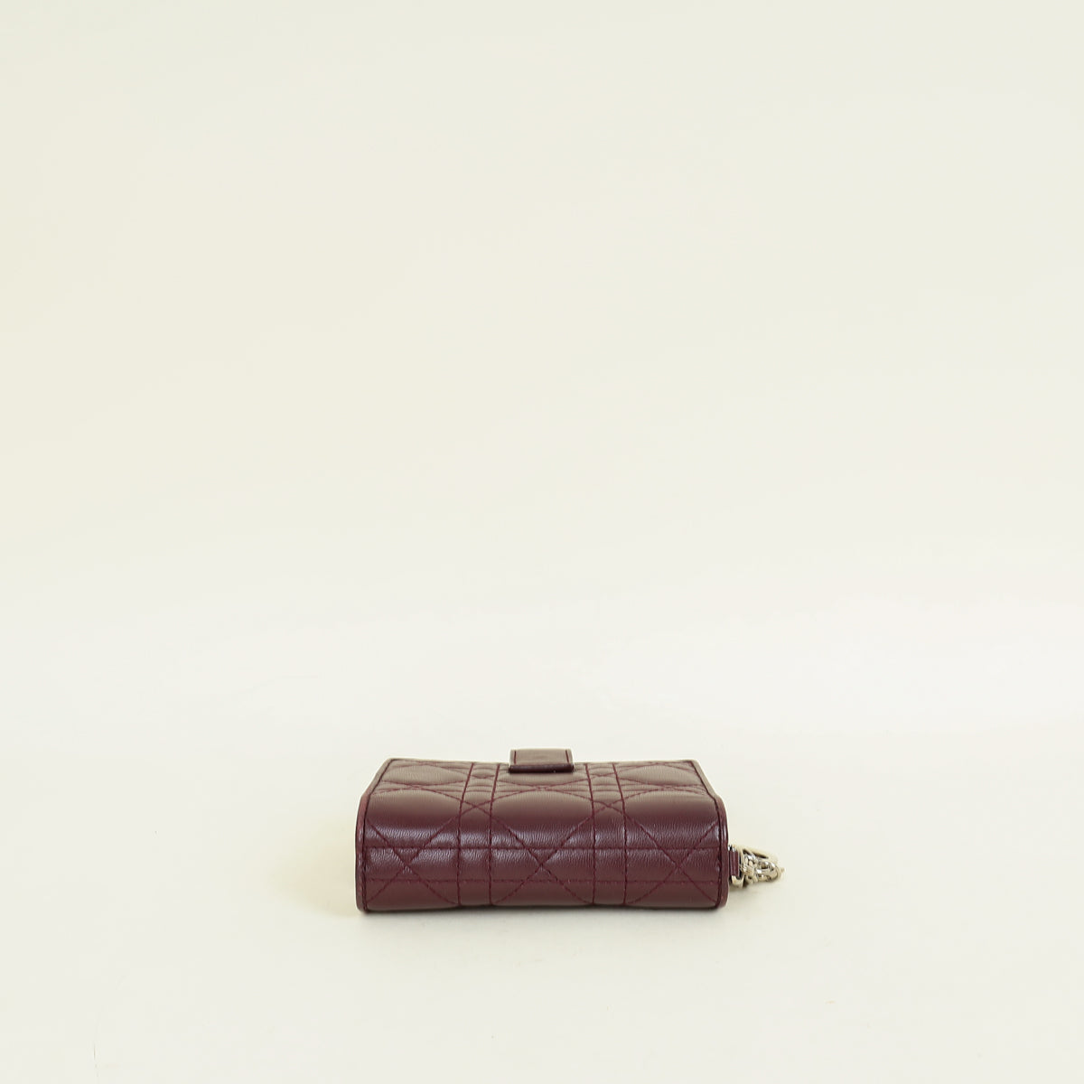 Christian Dior Burgundy Lady Dior Cannage Compact Eden Wallet