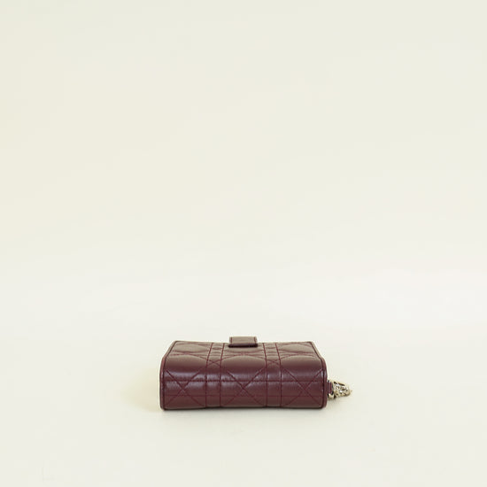 Christian Dior Burgundy Lady Dior Cannage Compact Eden Wallet