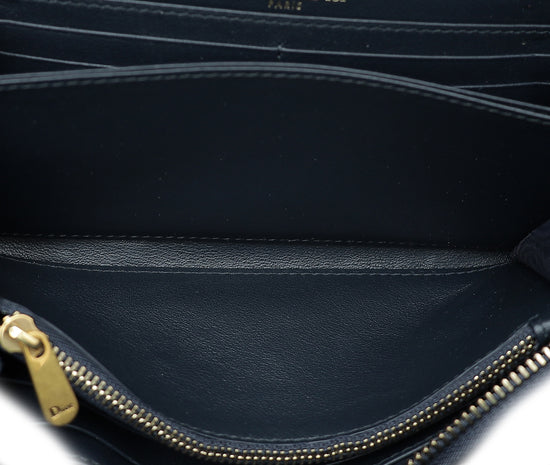 Christian Dior Navy Blue Oblique Zip Around Long Wallet