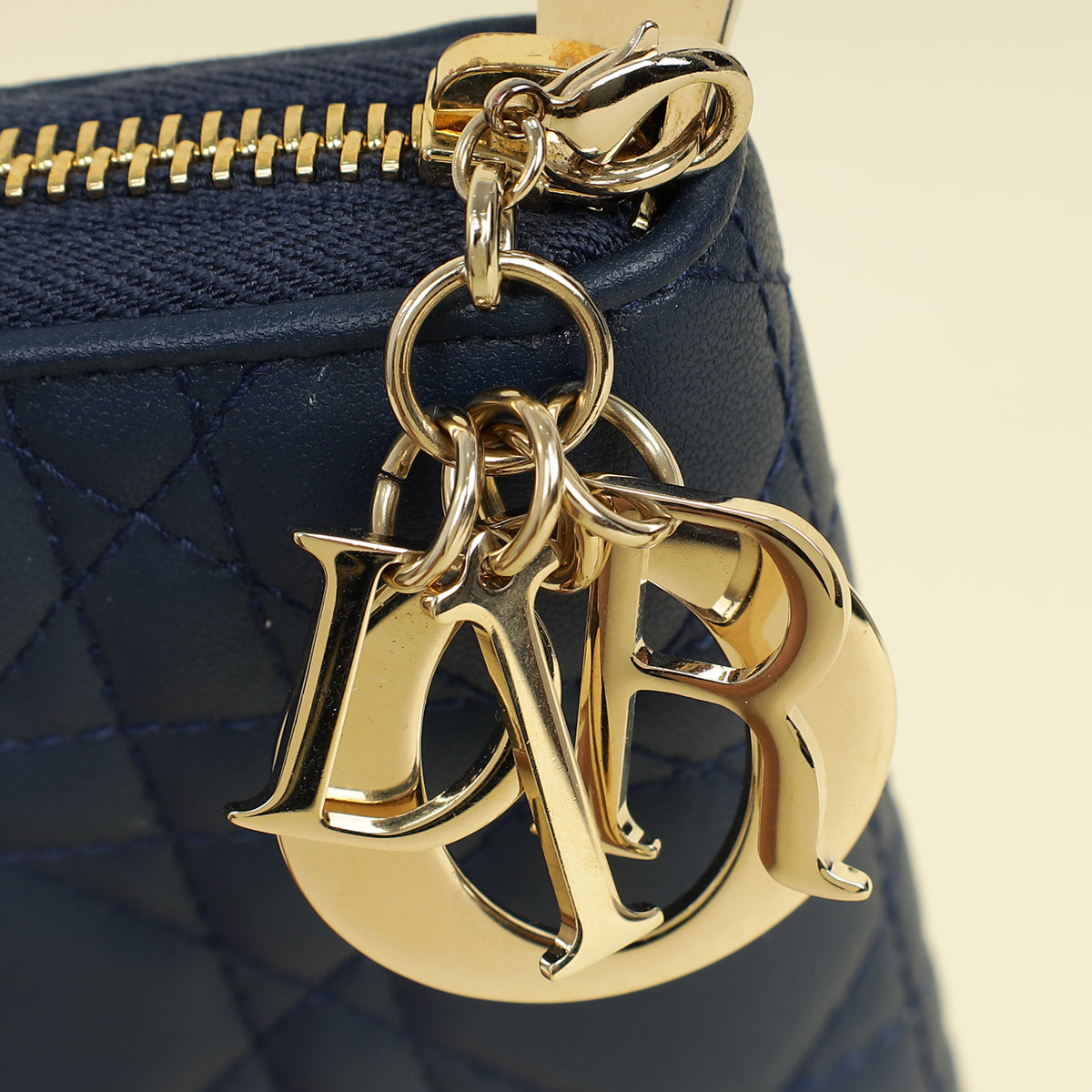 Christian Dior Blue Lady Dior Cannage Voyageur Wallet