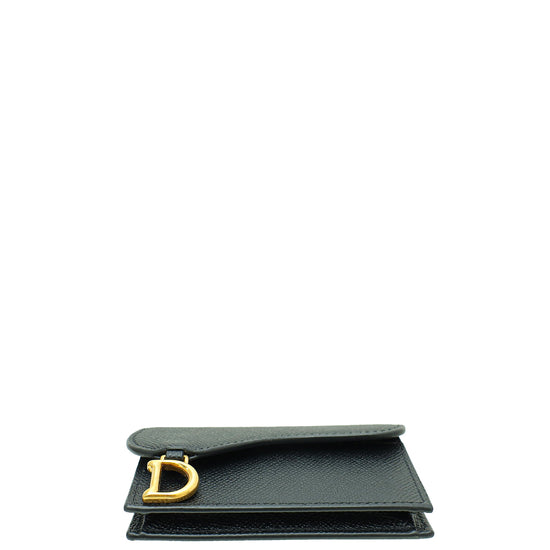 Christian Dior Black Saddle Flap Card Holder