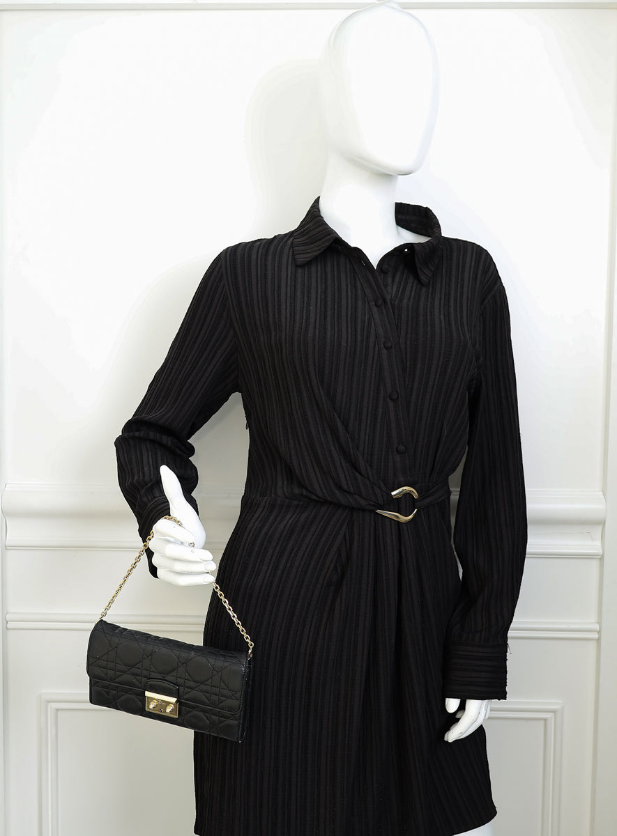 Christian Dior Black Cannage New Lock Wallet