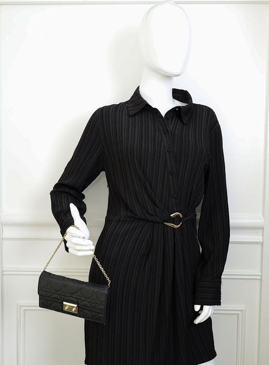 Christian Dior Black Cannage New Lock Wallet