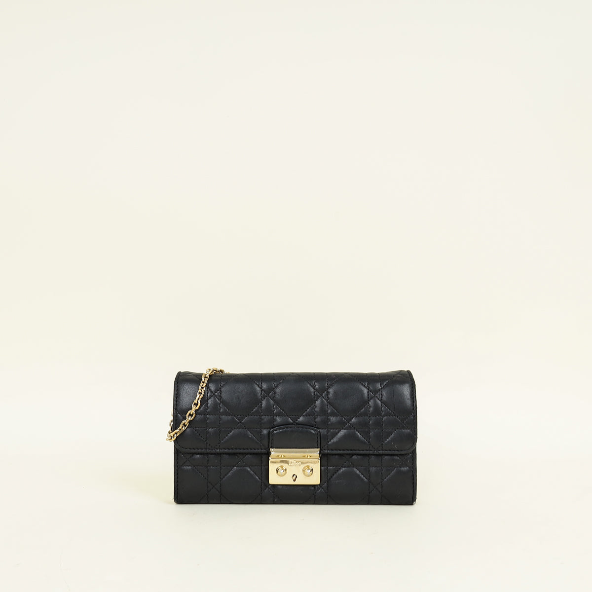 Christian Dior Black Cannage New Lock Wallet