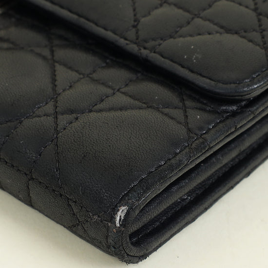 Christian Dior Black Cannage New Lock Wallet