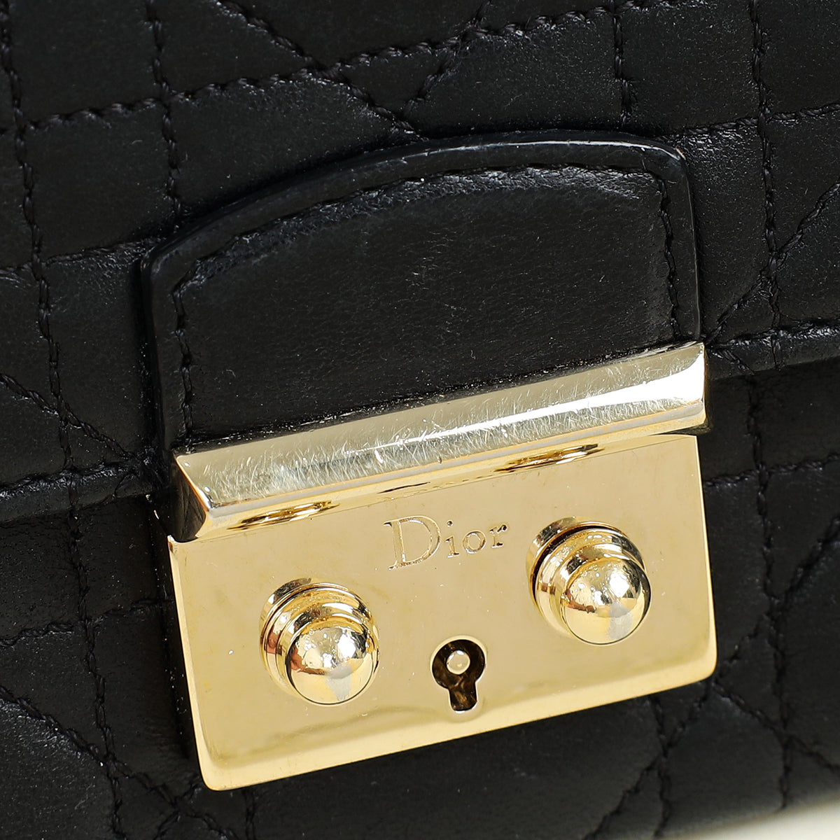 Christian Dior Black Cannage New Lock Wallet