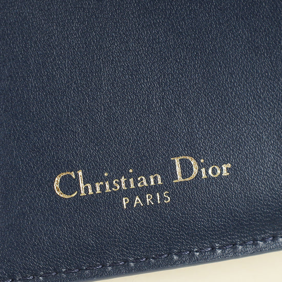 Christian Dior Blue Toile de Jouy Reverse 30 Montaigne Dahlia Wallet