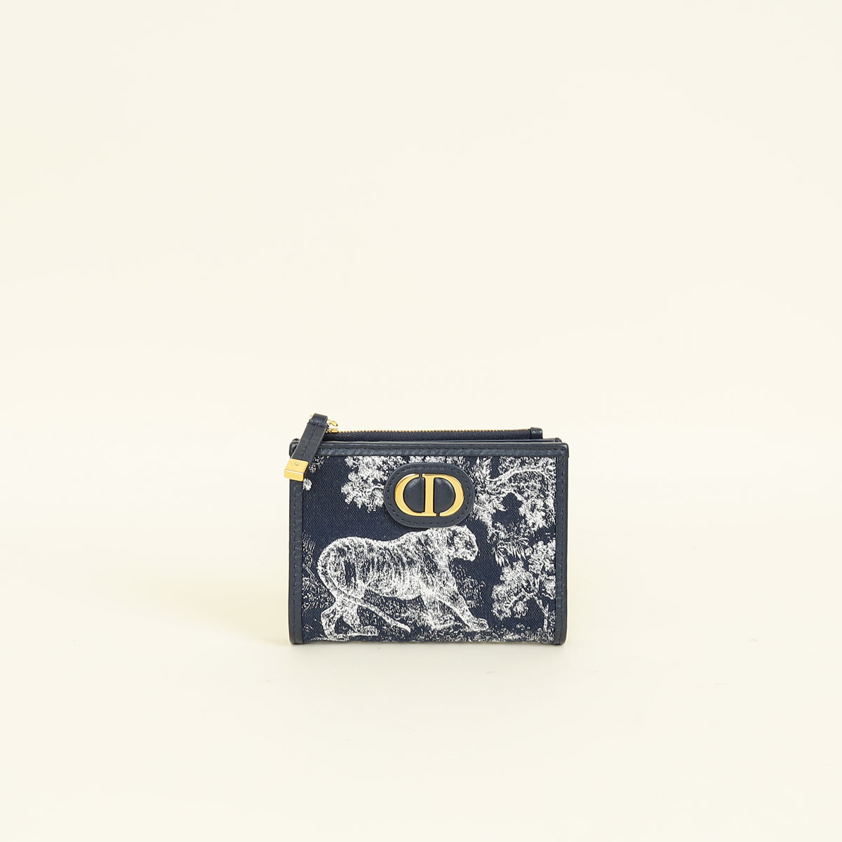 Christian Dior Blue Toile de Jouy Reverse 30 Montaigne Dahlia Wallet