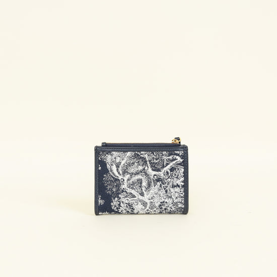 Christian Dior Blue Toile de Jouy Reverse 30 Montaigne Dahlia Wallet
