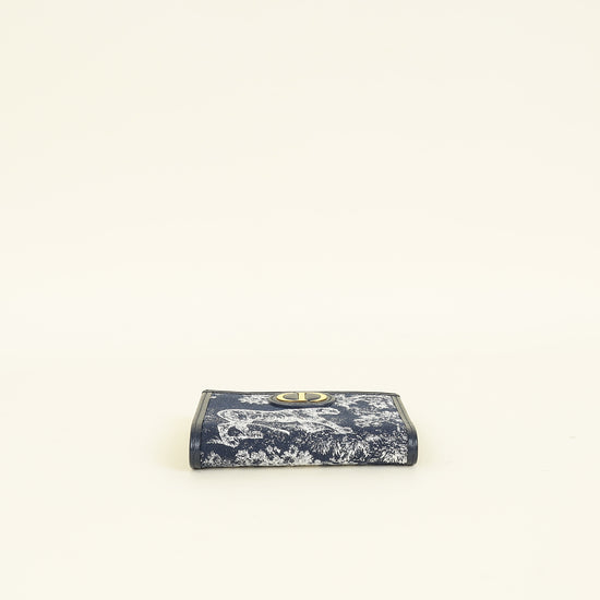 Christian Dior Blue Toile de Jouy Reverse 30 Montaigne Dahlia Wallet