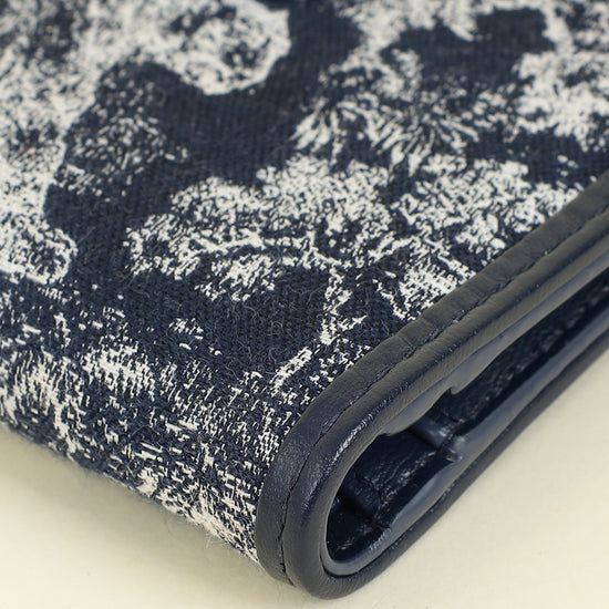 Christian Dior Blue Toile de Jouy Reverse 30 Montaigne Dahlia Wallet
